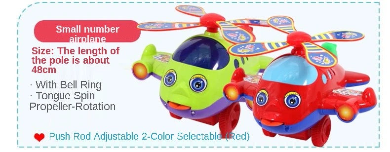 Baby Walker Toy Hand Push Pull Walks Plane Rod Push Cart Single Rod Blink Eyes Drag Tongue Toddler Walking Toys