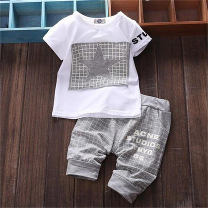 Baby boy clothes summer Star t-shirt+pants suit