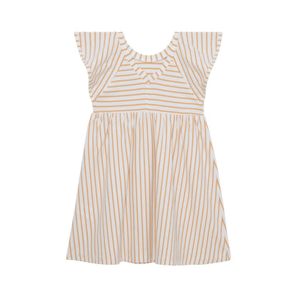 Organic Cotton Striped Dress Beige