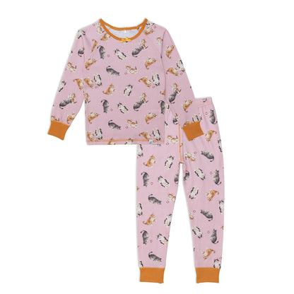 Organic Cotton Two Piece Printed Pajama Set With Cats