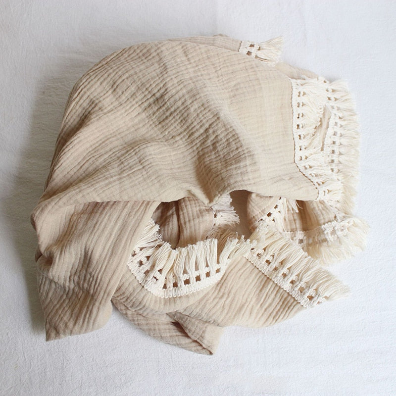 Organic Cotton  Baby Tassel Blankets