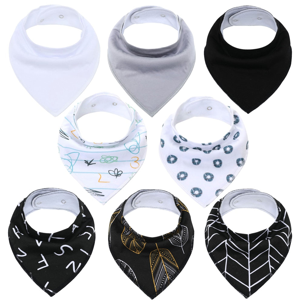 8Pcs Soft Cotton Colorful 100% Organic Bibs