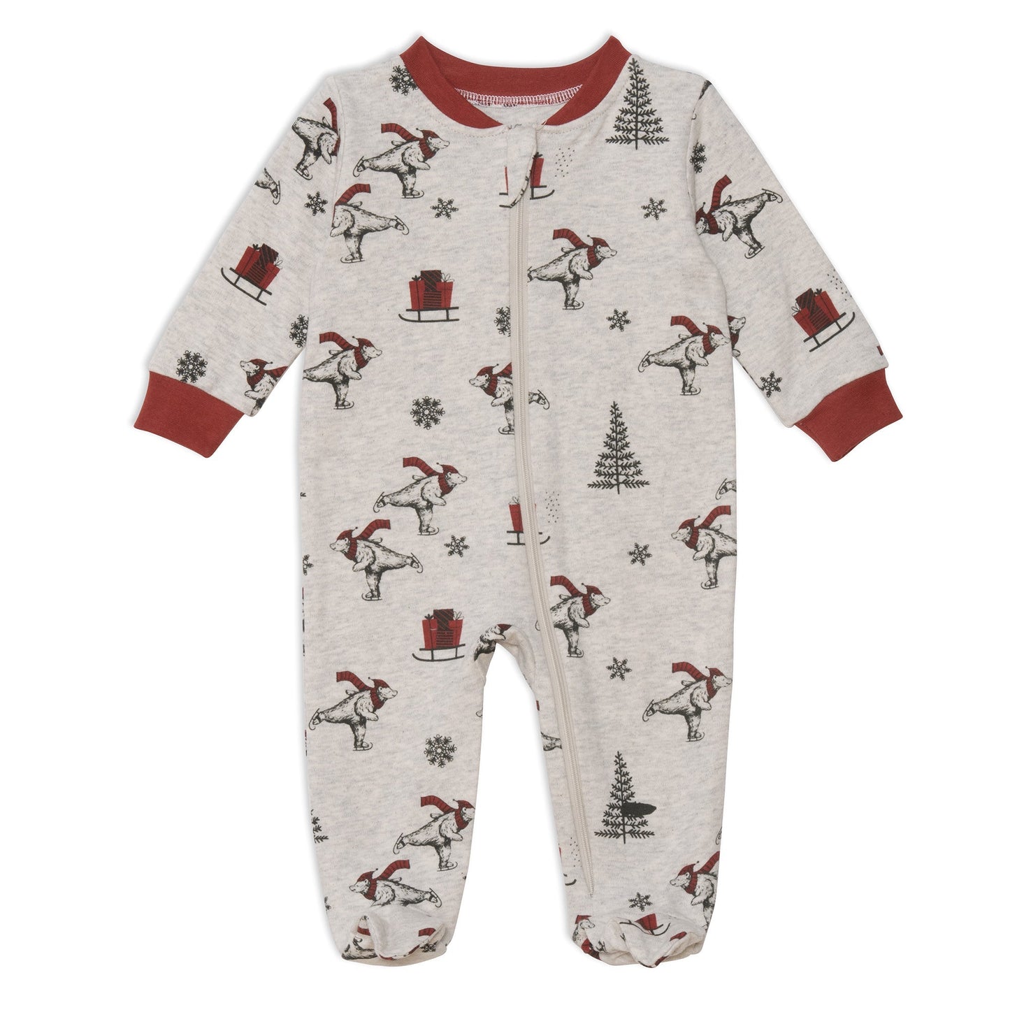 Organic Cotton One Piece Printed Pajamas With Bears And Trees