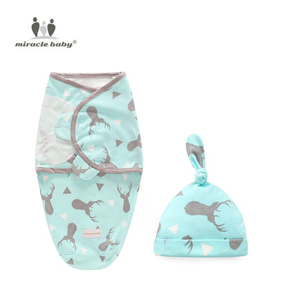 Baby Swaddle Blanket + Cap