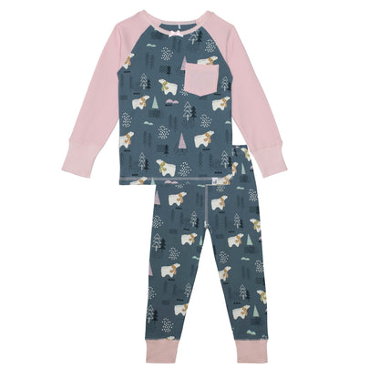 Organic Cotton Two Piece Pajama Set Bear Print "Glow in the Dark"