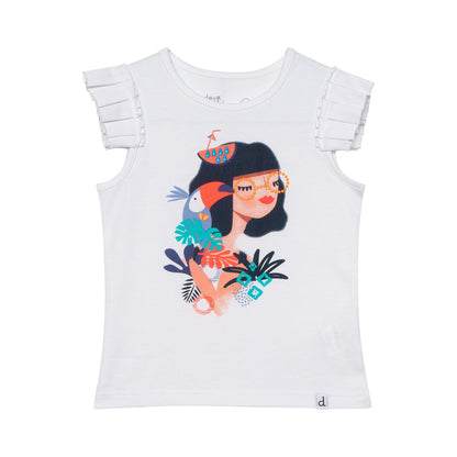 Organic Cotton Tee with Girl Print