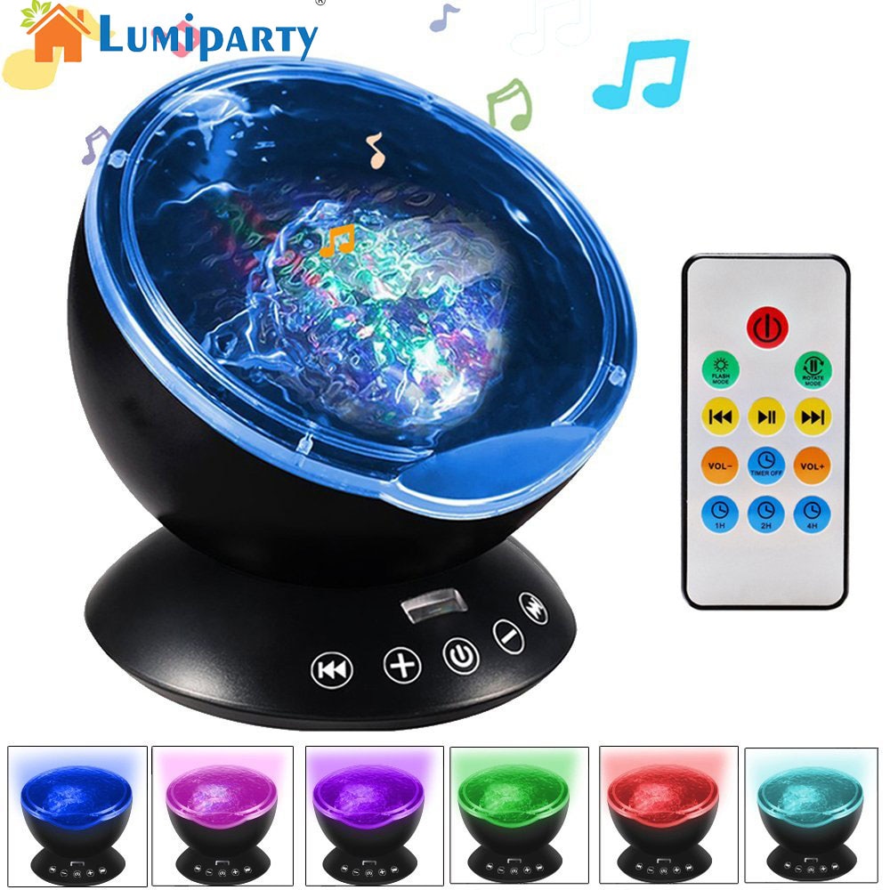 Ocean Wave Projector LED Night Light with Music Player Remote Control Colorful Cosmos Star Luminaria For kids' Christmas Gift