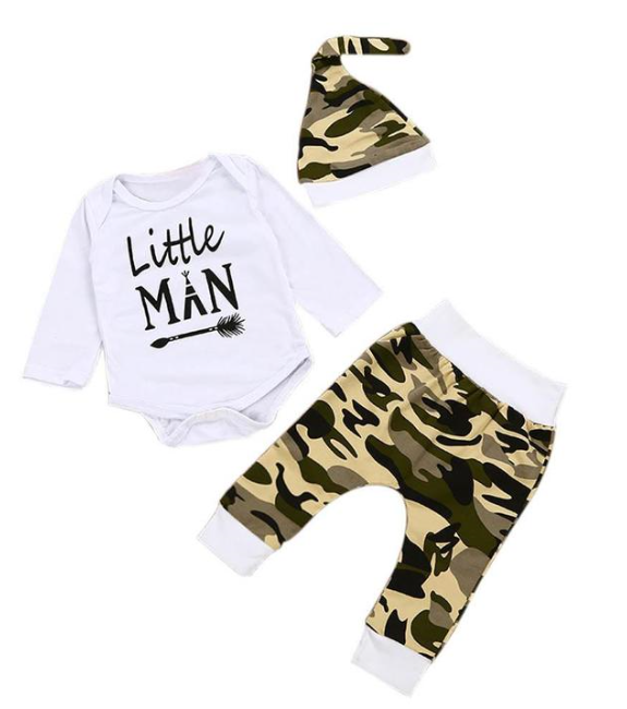 Little Man” 3-piece camouflage clothing set