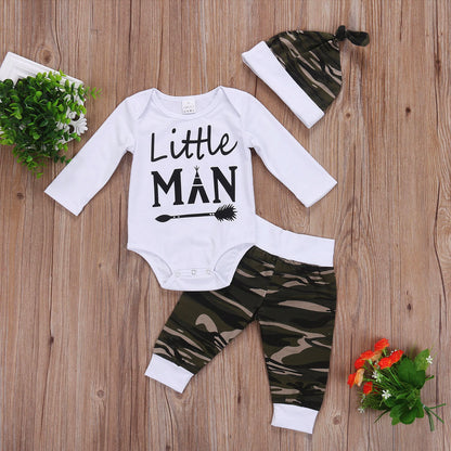 3Pcs Newborn Baby Boy Camo Tops Romper Pants