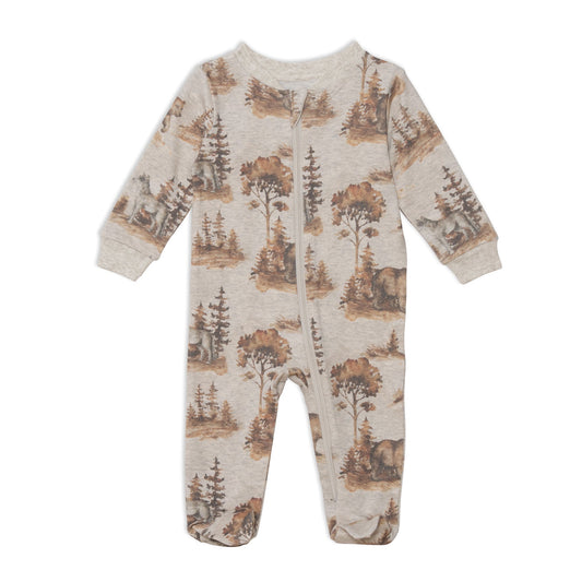 Organic Cotton One Piece Printed Pajamas With Printed Bears