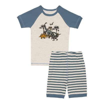 Striped organic cotton top and shorts pajama set