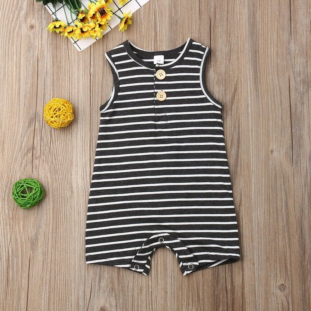 0-24 Newborn/ Infant Striped Romper