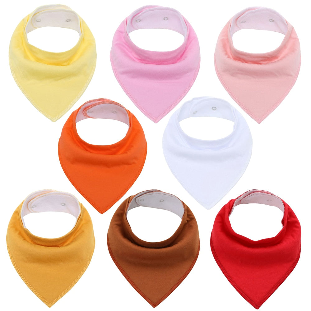 8Pcs Soft Cotton Colorful 100% Organic Bibs