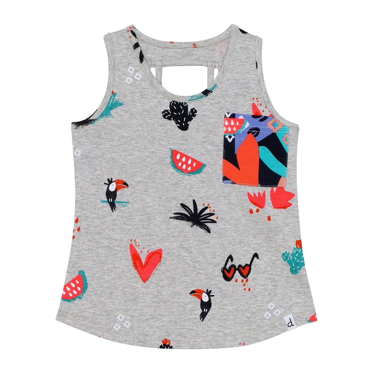 Organic Cotton Tank with Printed Pocket