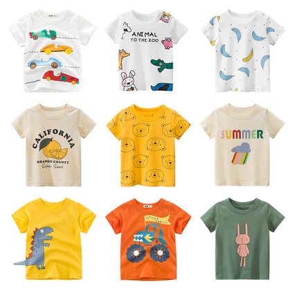 Cotton Kids T-Shirt Children Summer Cartoon Short Sleeve