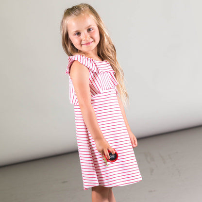 Organic Cotton Striped Ruffle Dress