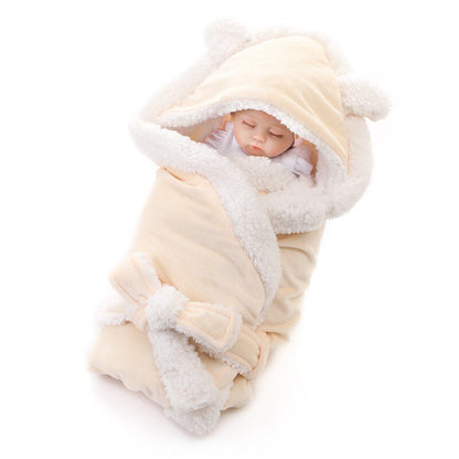 Blanket Wrap Double Layer Fleece Baby Swaddle Sleeping Bag For Newborns