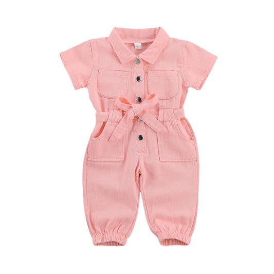 Infant Kids Baby Girls Denim Jumpsuit