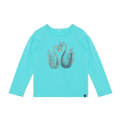 Organic Cotton Jersey Top With Swan Print