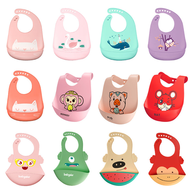 Baby Bibs Waterproof Silicone Feeding Baby Saliva Towel Newborn Cartoon Aprons Baby Bibs Adjustable Different styles of Bibs