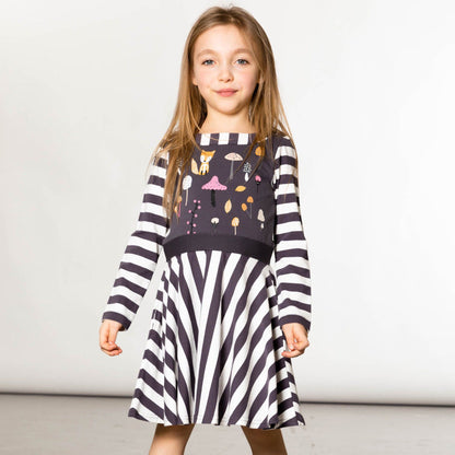 Organic Cotton Striped Dress With Print