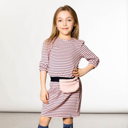 Organic Cotton Striped Dress With Pouch