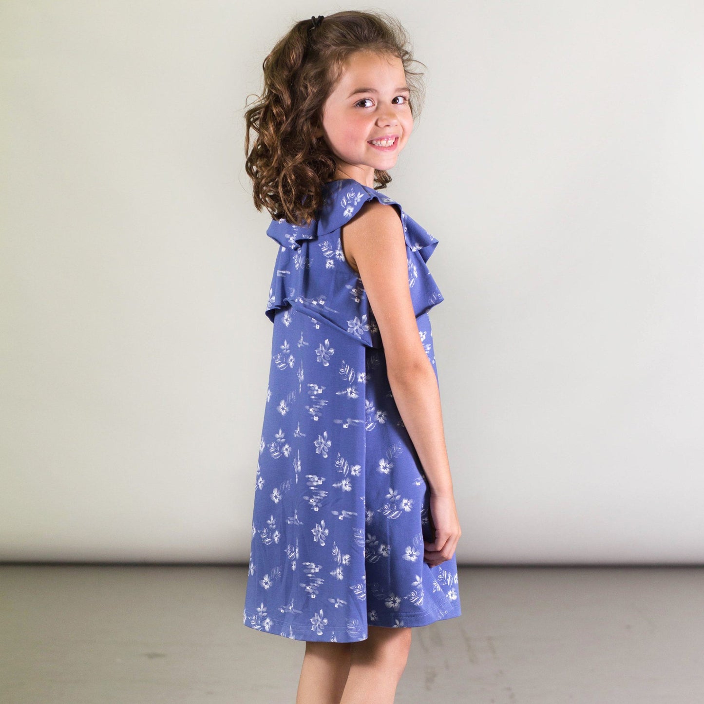 Organic Cotton Printed Ruffle Dress