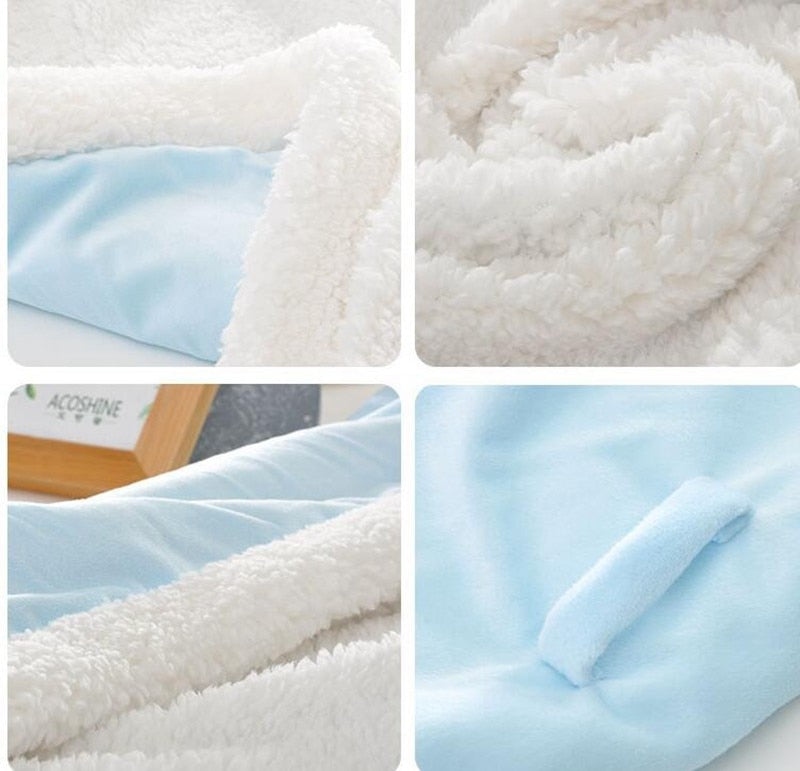 Blanket Wrap Double Layer Fleece Baby Swaddle Sleeping Bag For Newborns