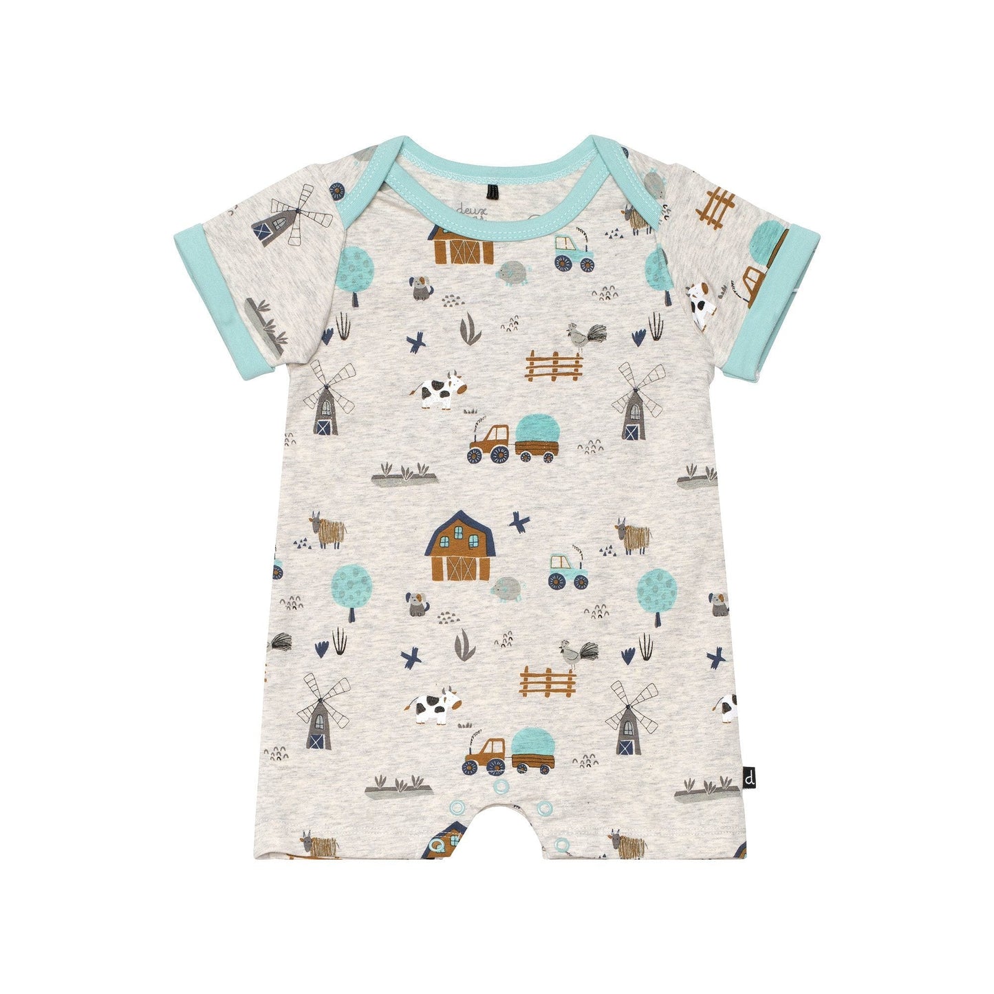 Organic Cotton Short Sleeve Farm Print Romper