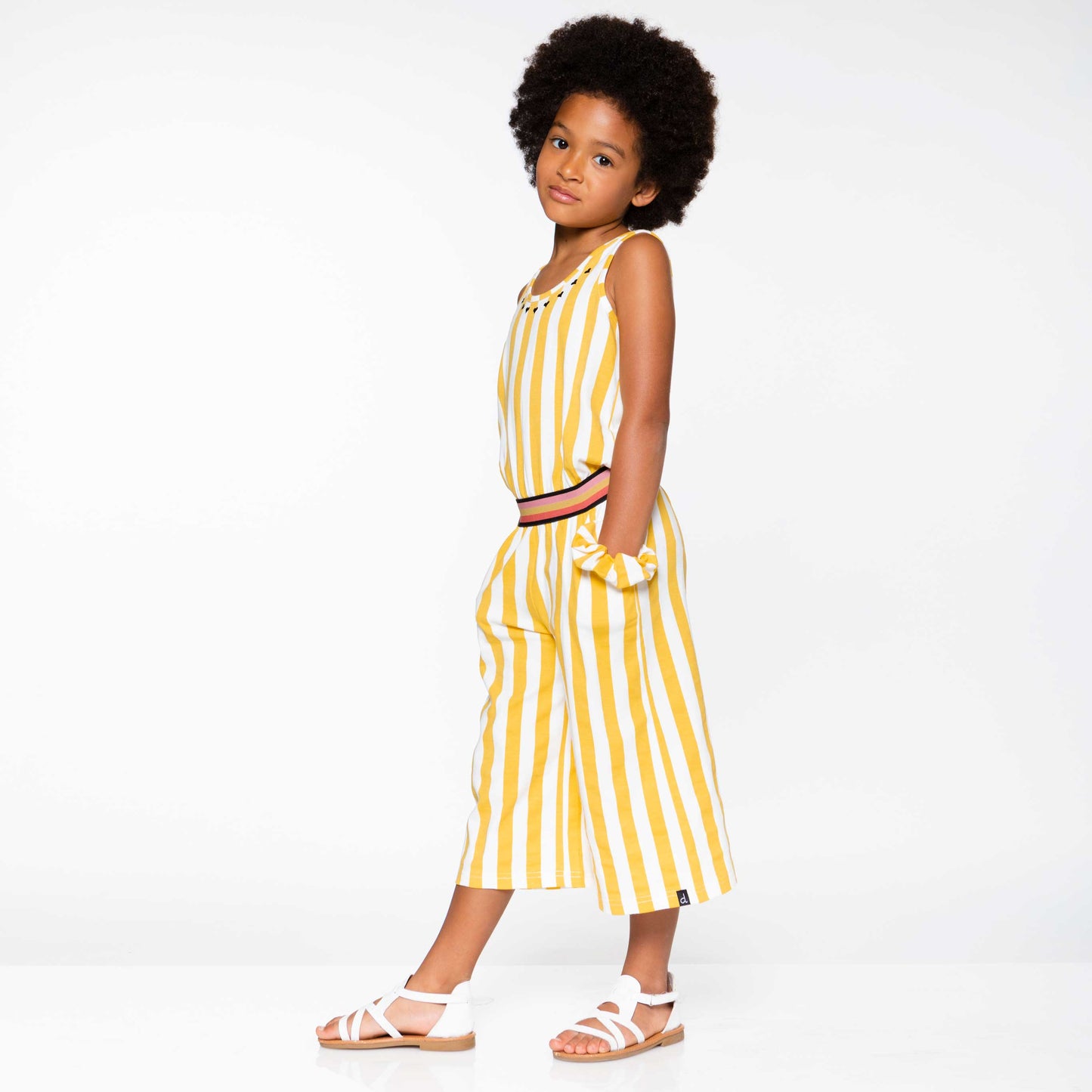 Organic Cotton Jumpsuit Yellow Stripe