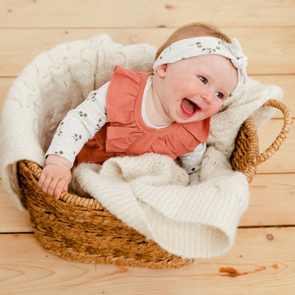 Organic Cotton Bodysuit And Overall Set Printed Small Flowers