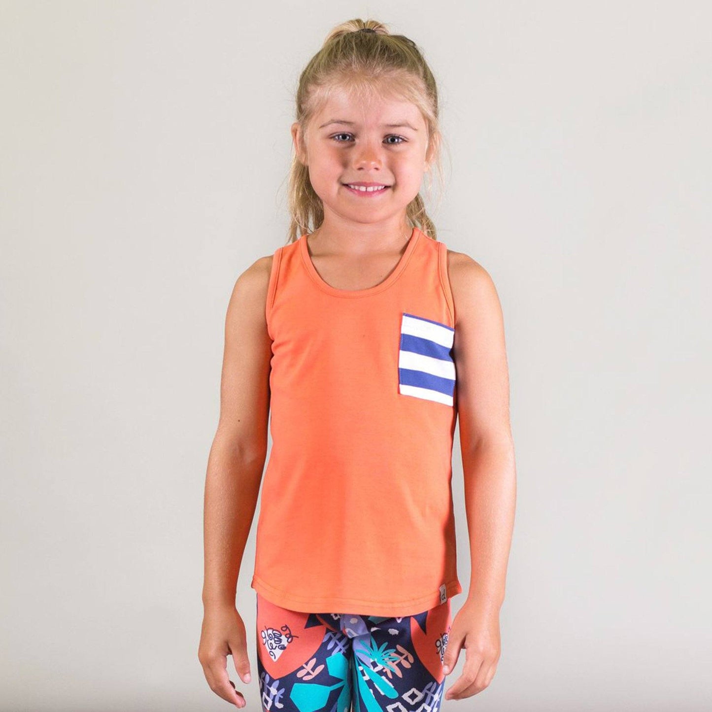 Organic Cotton Tank with Striped Pocket