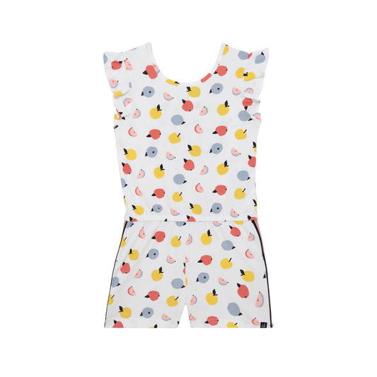 Organic Cotton Printed Jumpsuit White Fruit