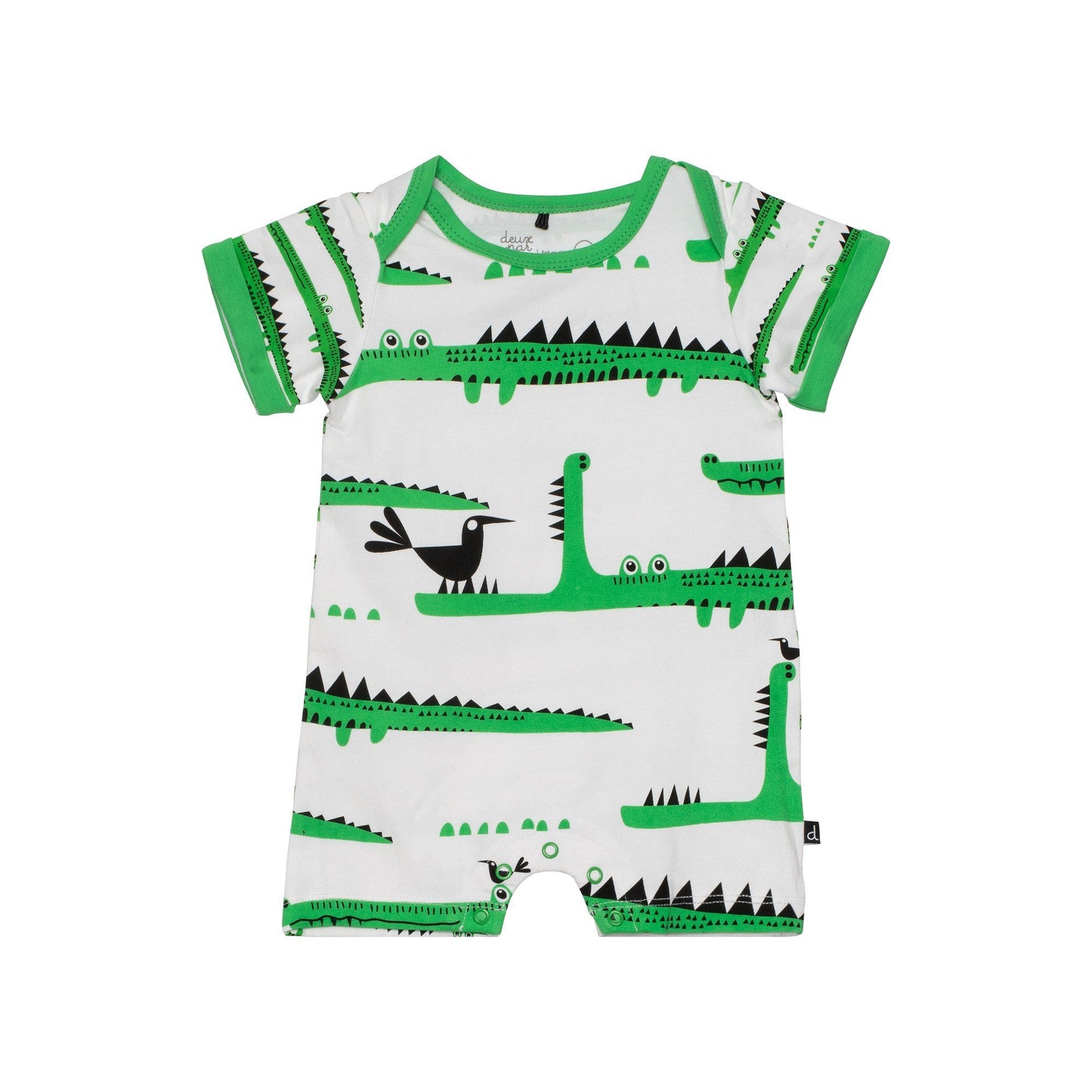 Organic Cotton Short Sleeve Crocodile Print Romper