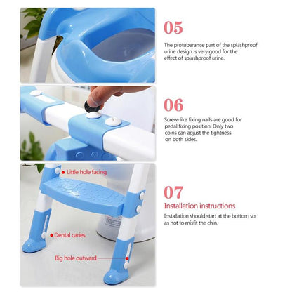 Folding Baby Toilet Training Seat With Adjustable Ladder