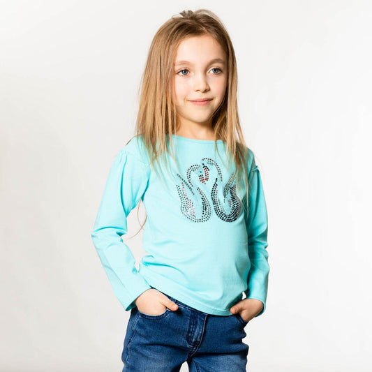 Organic Cotton Jersey Top With Swan Print