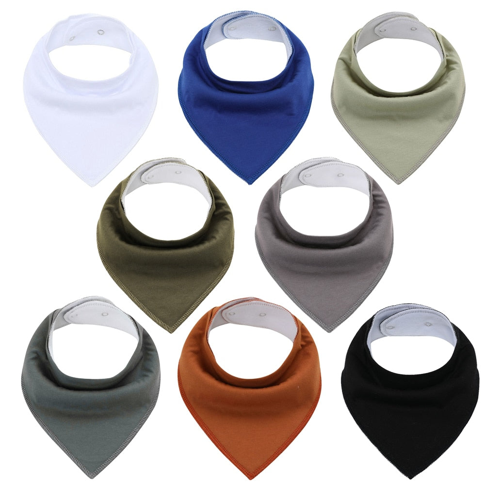 8Pcs Soft Cotton Colorful 100% Organic Bibs