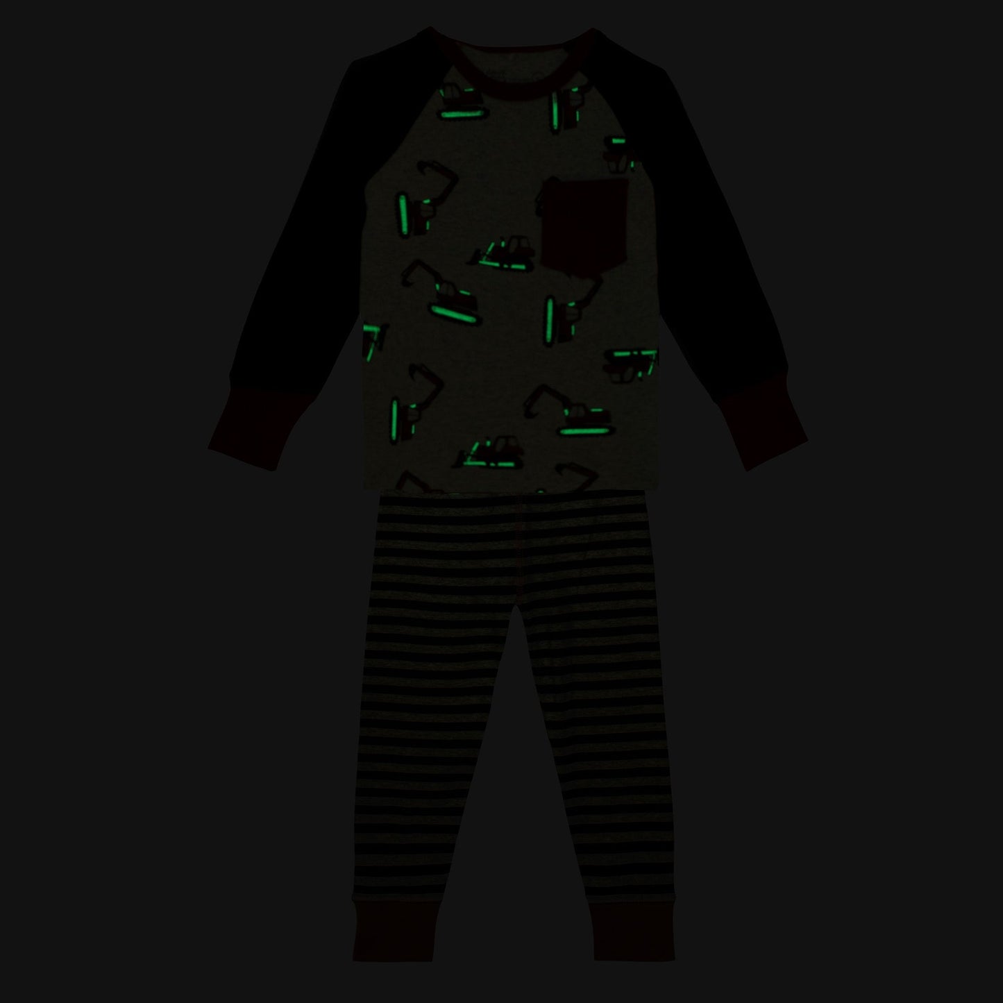 Organic Cotton Two Piece Pajama Set Bulldozer "Glow in the Dark"