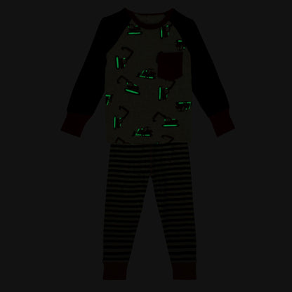 Organic Cotton Two Piece Pajama Set Bulldozer "Glow in the Dark"