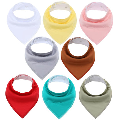 8Pcs Soft Cotton Colorful 100% Organic Bibs