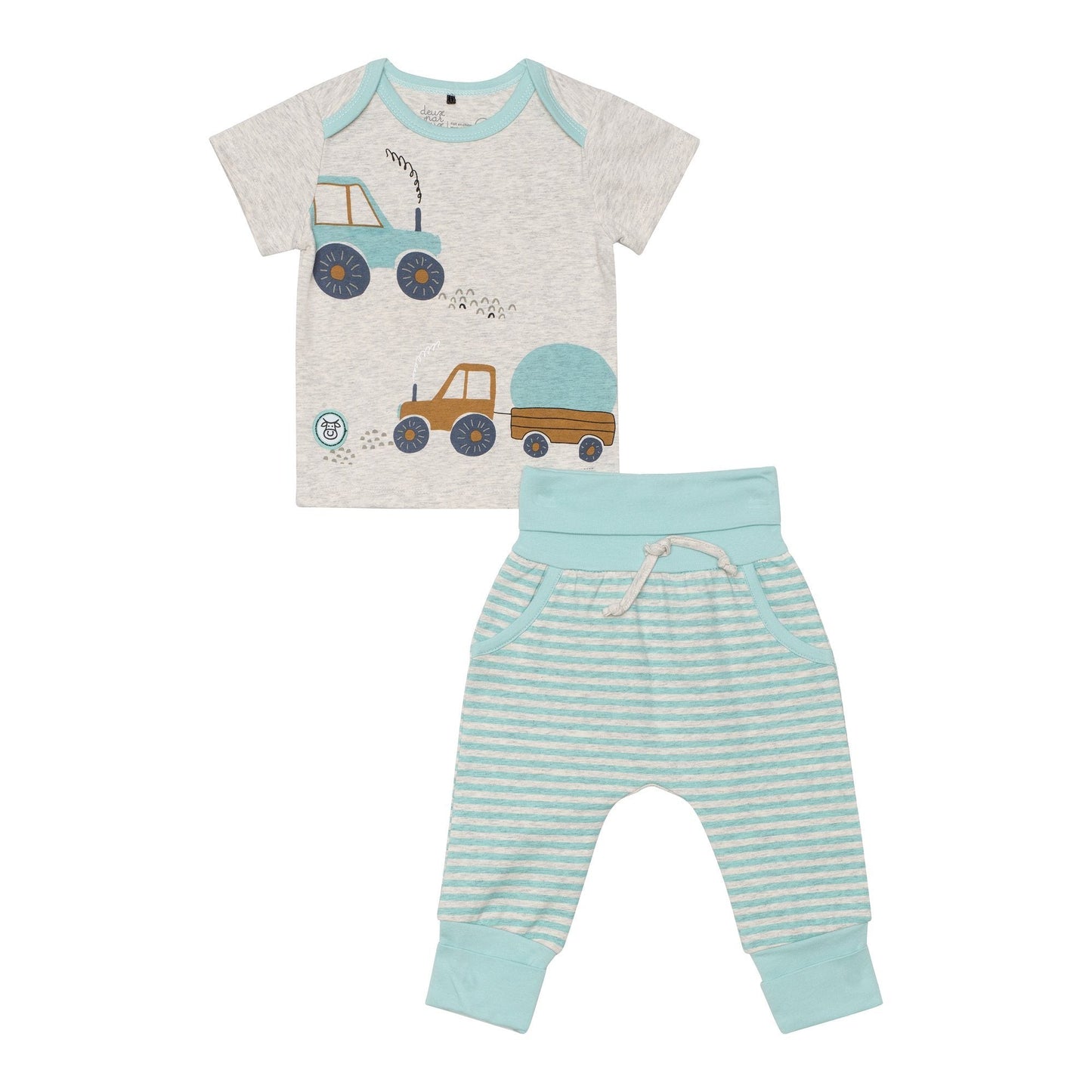 Organic Cotton Printed Top and Striped Evolutive Pant Set