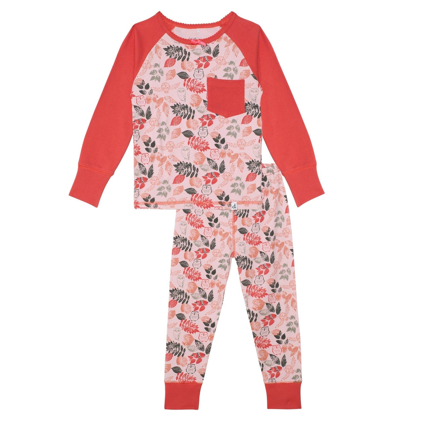 Organic Cotton Two Piece Pajama Set Owl