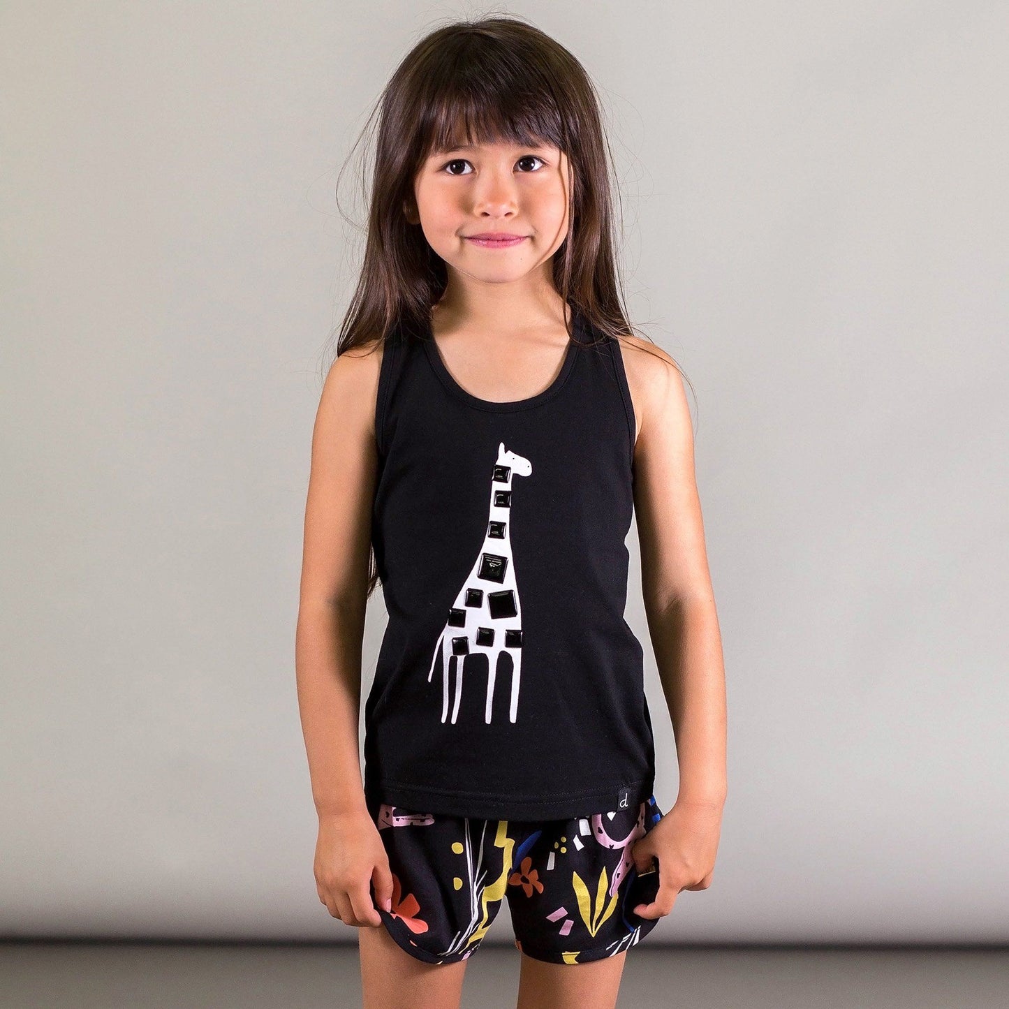 Organic Cotton Racerback Tank Top With Giraffe Print