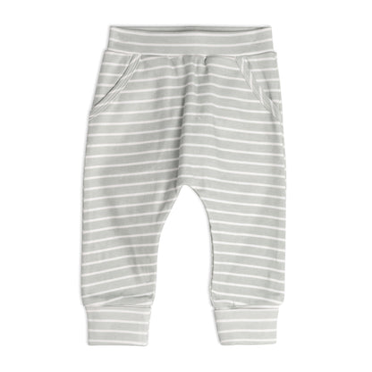 Organic Cotton Striped Top And Pant Set Green-Grey