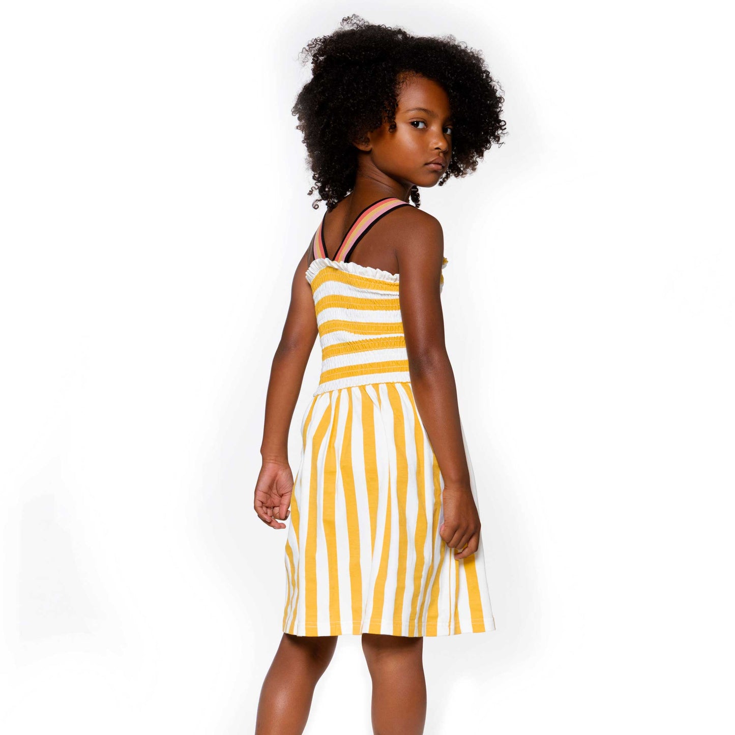 Organic Cotton Striped Dress Yellow