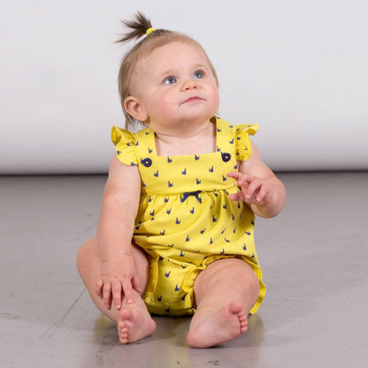 Organic Cotton Kangaroo Print Romper with Ruffles straps