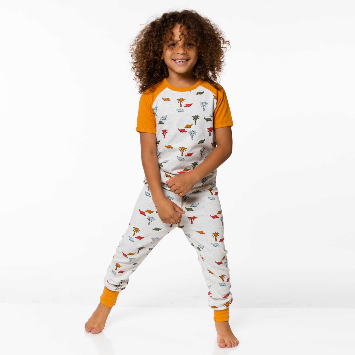 Organic Cotton Two Piece Pajama Set Oatmeal Print