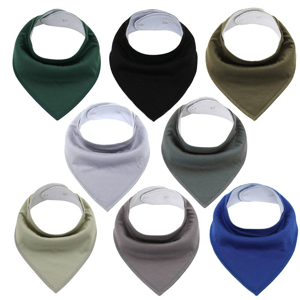 8Pcs Soft Cotton Colorful 100% Organic Bibs