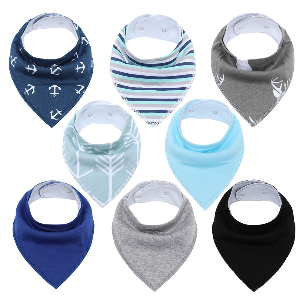 8Pcs Soft Cotton Colorful 100% Organic Bibs