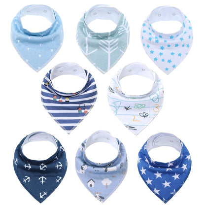 8Pcs Soft Cotton Colorful 100% Organic Bibs